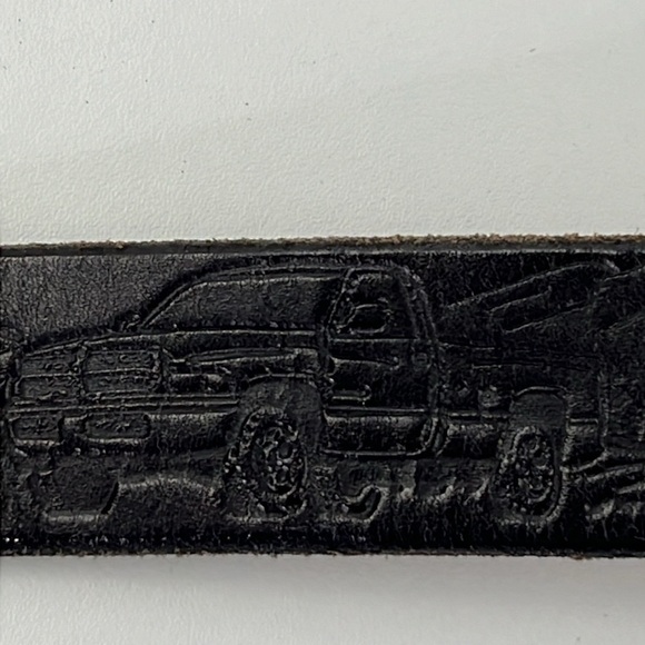 Dodge Trucks - Ram Trucks Belt Buckle on Black Leather Tooled Belt - Picture 3 of 7